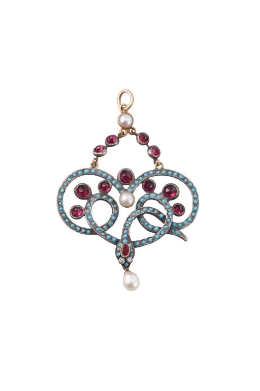 Gold and Silver Multi-Gem Pendant