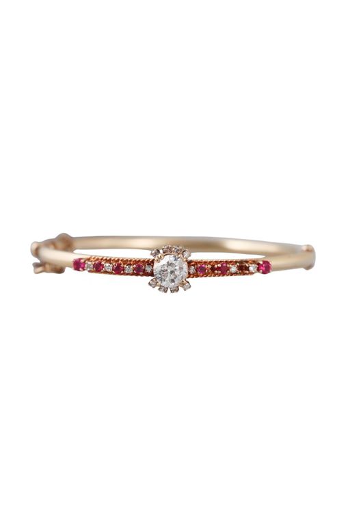 14k Gold Diamond and Ruby Bracelet