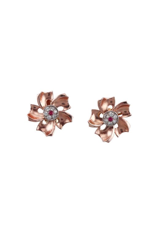 14k Gold Diamond and Ruby Earrings