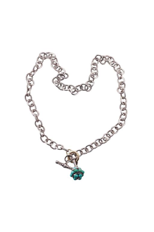 Gold, Silver Turquoise and Diamond Necklace