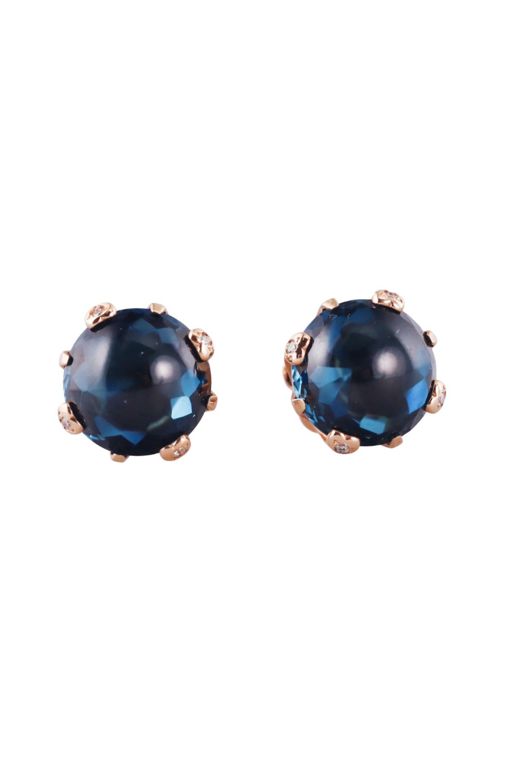 Pair of 18k Gold Topaz and Diamond Earrings