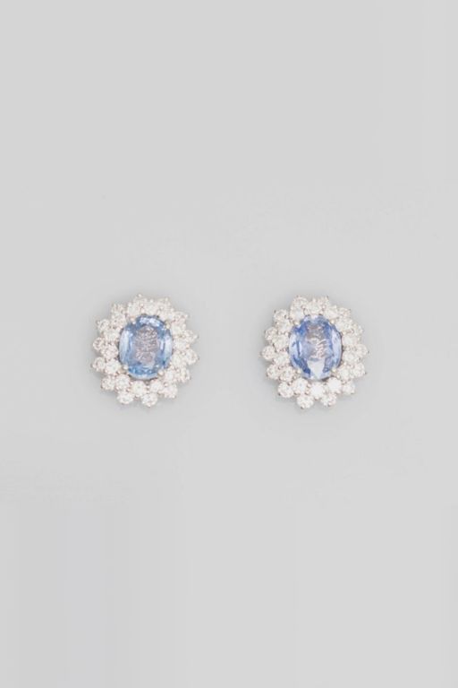 18k White Gold Sapphire and Diamond Earrings