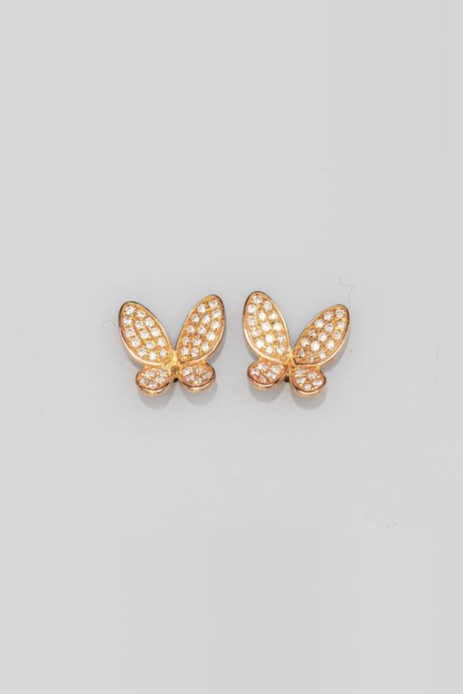 18k Rose Gold Diamond Butterfly Earrings