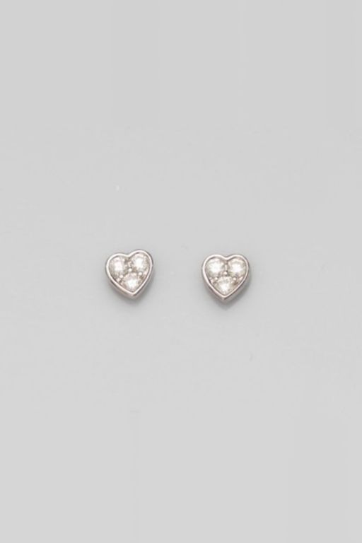 18k White Gold Diamond Heart Earrings
