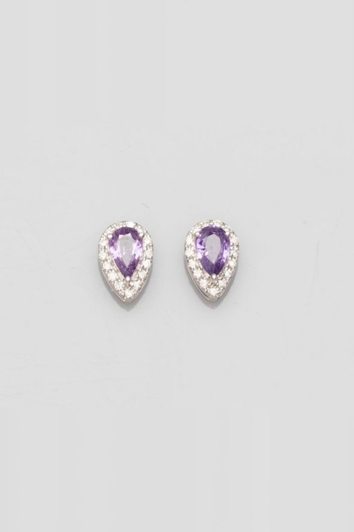 18k White Gold Sapphire and Diamond Earrings