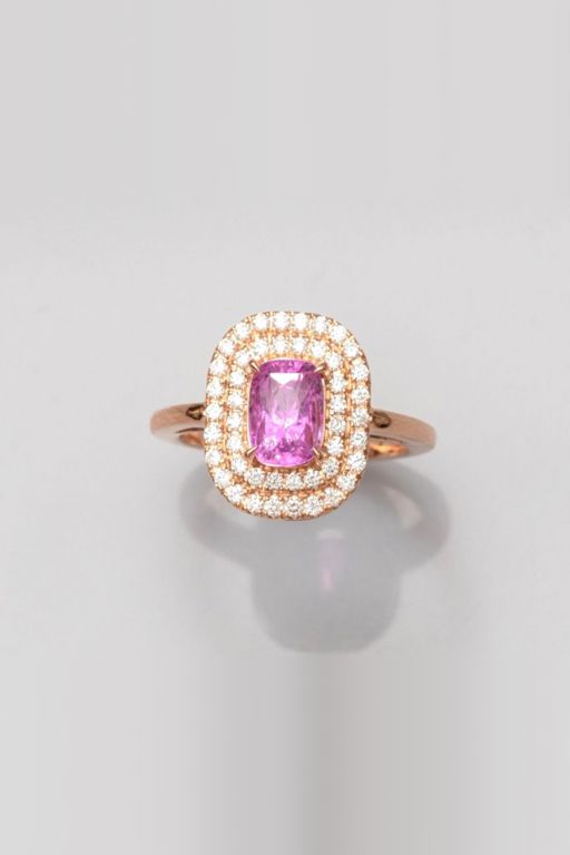 18k White Gold Sapphire and Diamond Halo Ring