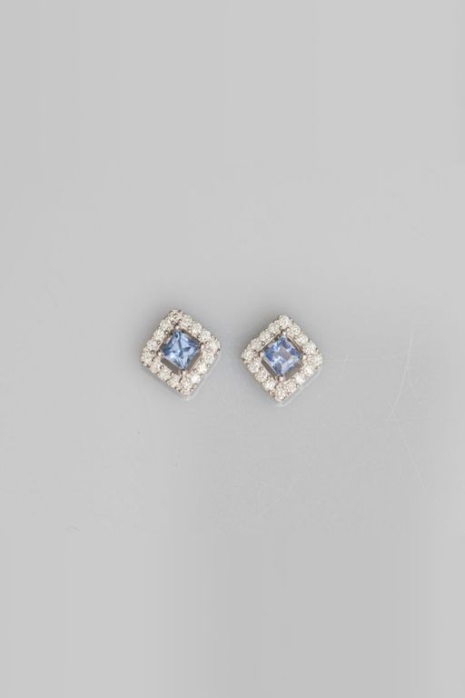 18k White Gold Sapphire and Diamond Earrings