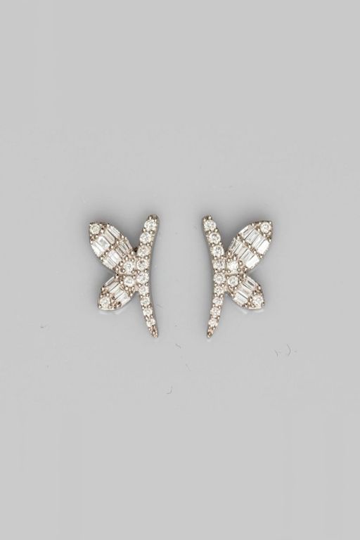 18k White Gold Diamond Dragonfly Earrings