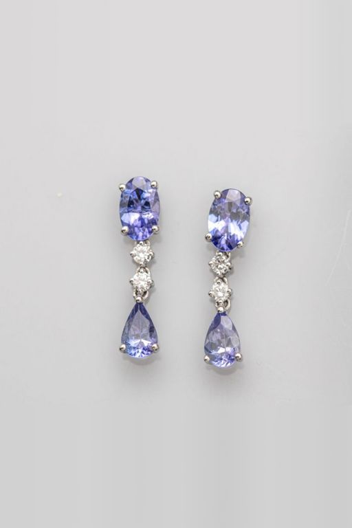 18k White Gold Tanzanite and Diamond Earrings