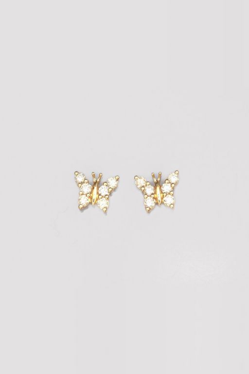 18k Yellow Gold Diamond Butterfly Earrings
