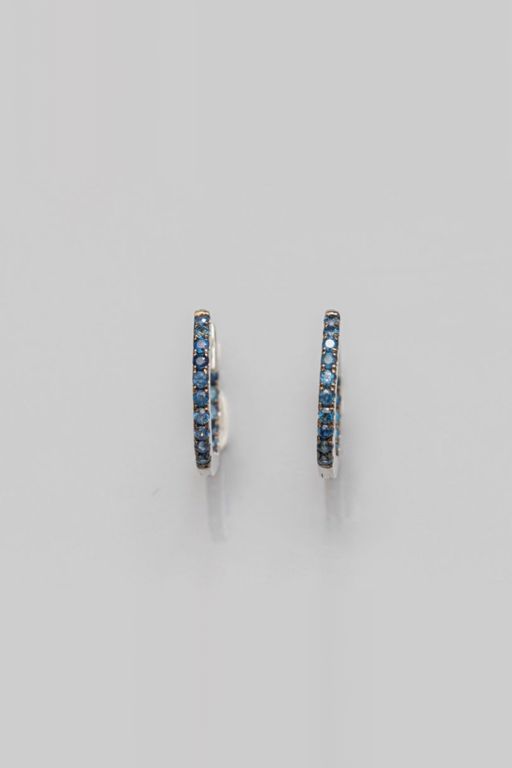 18k White Gold Sapphire Hoop Earrings
