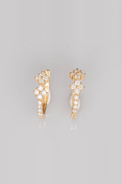18k Rose Gold Diamond Hoop Earrings