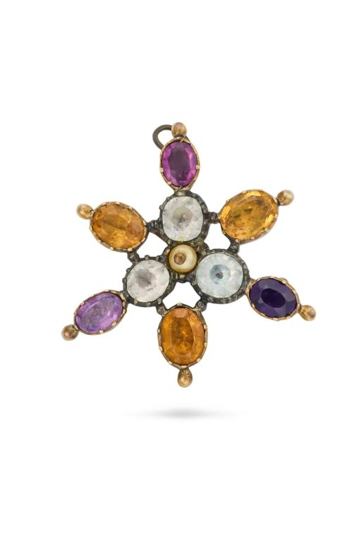 Multi-Gem Pendant Brooch