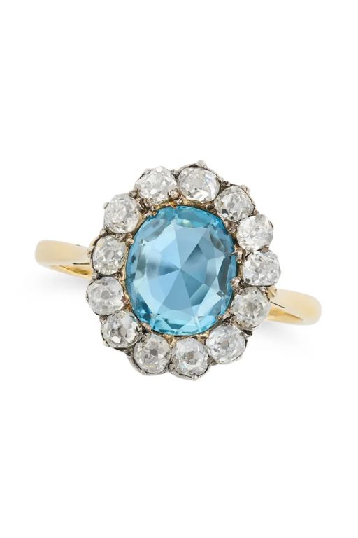 Aquamarine and Diamond Ring