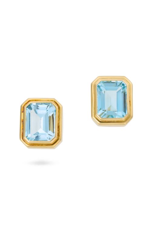 Pair of 18k Gold Topaz Earrings
