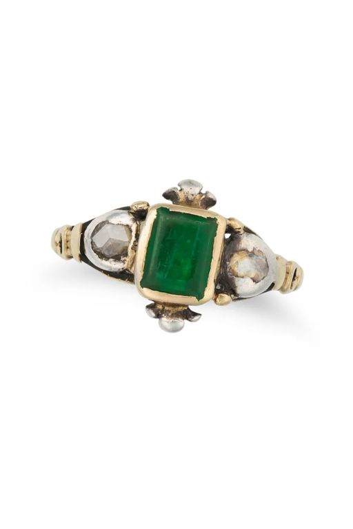 18k Gold Emerald and Diamond Ring