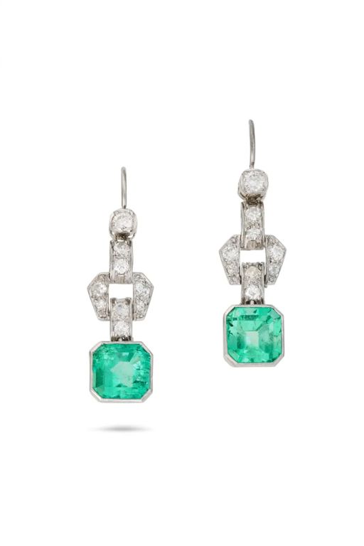 Emerald and Diamond Earrings