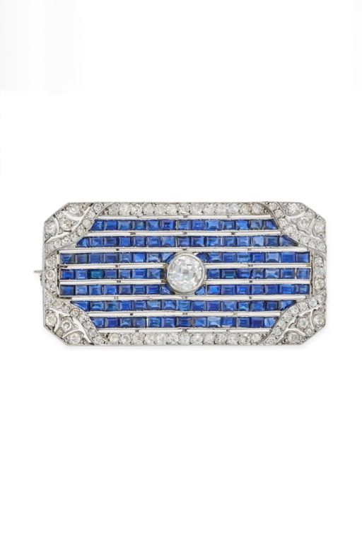 Diamond and Sapphire Brooch