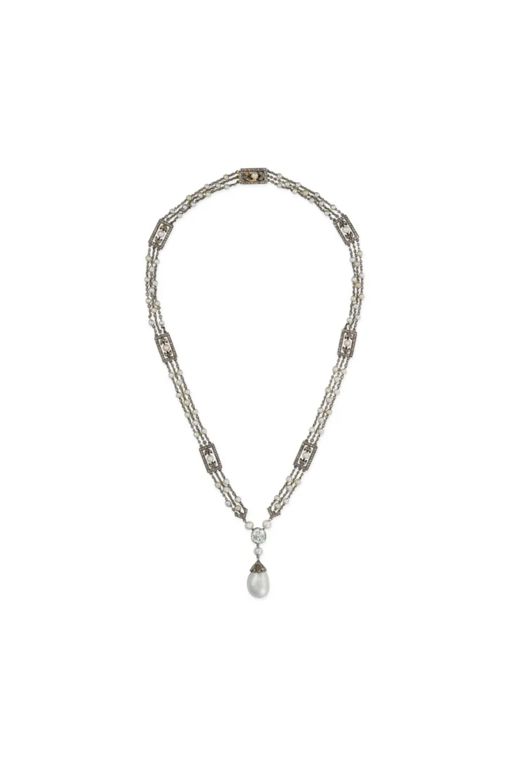Pearl and Diamond Pendant Necklace