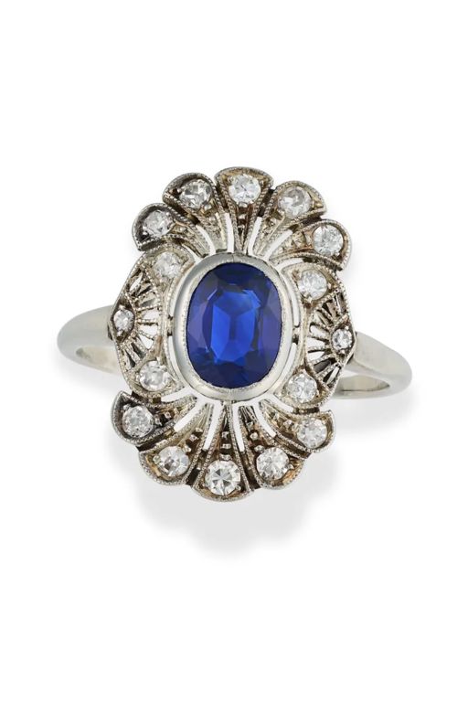 18k Gold Sapphire and Diamond Ring