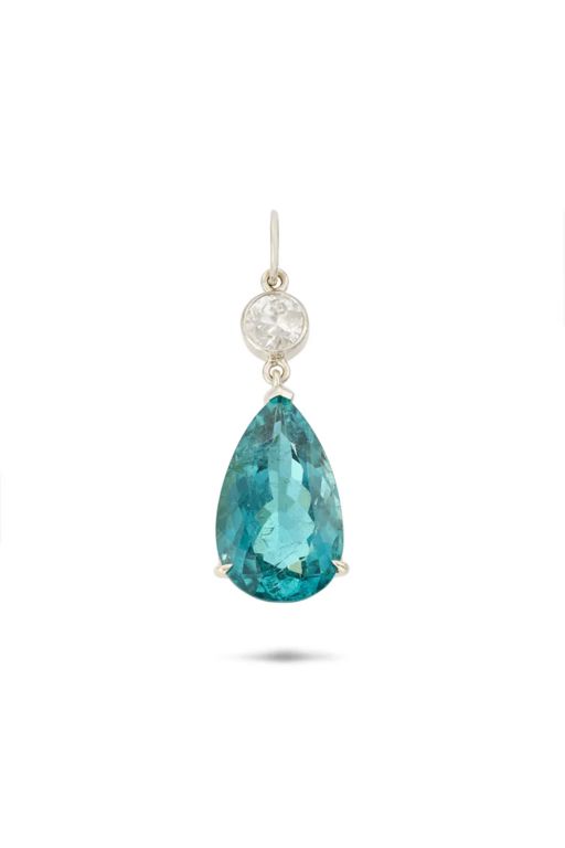 18k Gold Tourmaline and Diamond Pendant