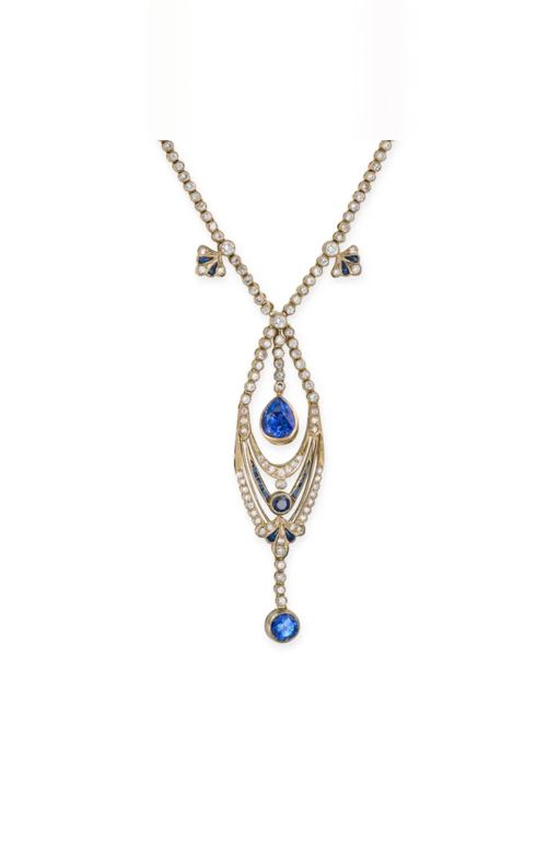18k Gold Sapphire and Diamond Necklace