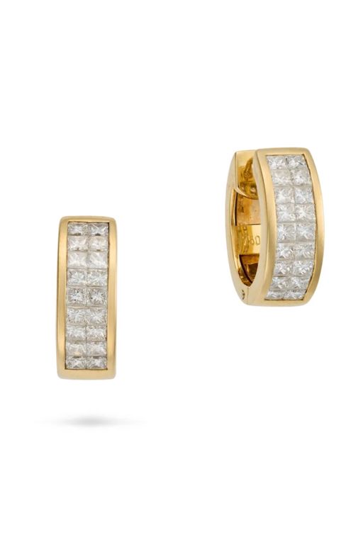 Pair of 18k Gold Diamond Earrings