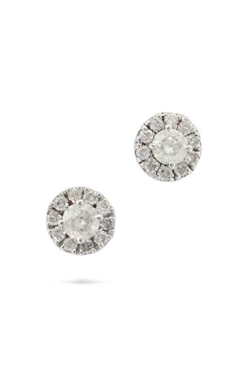 Pair of 14k Gold Diamond Earrings