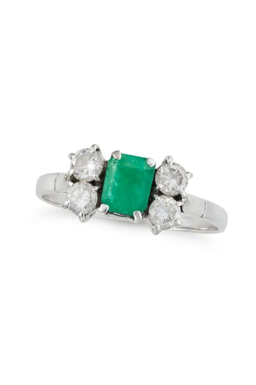 18k Gold Emerald and Diamond Ring