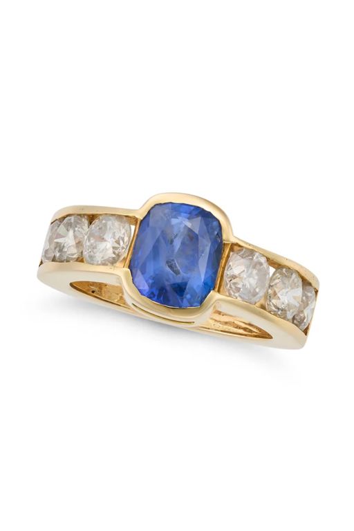 14k Gold Sapphire and Diamond Ring