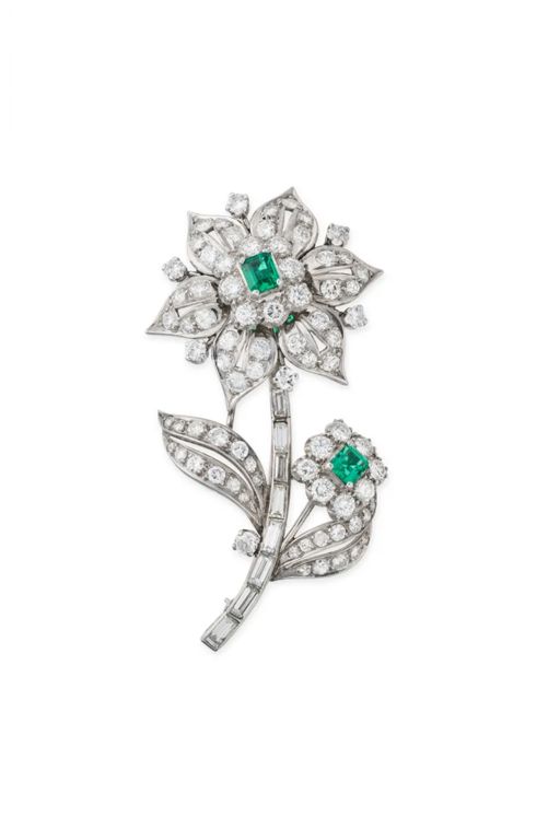 Emerald and Diamond Brooch