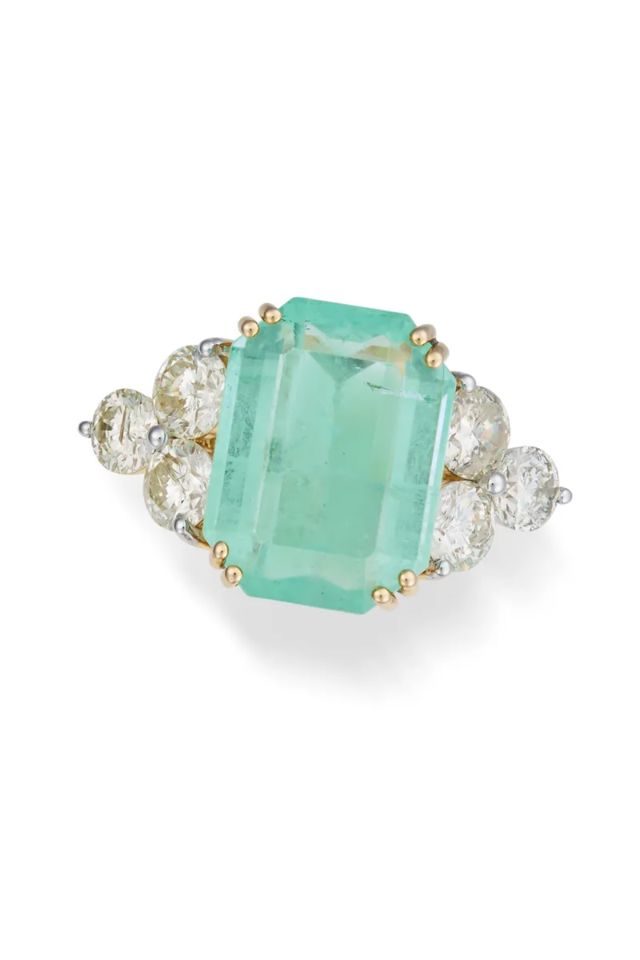 14k Gold Emerald and Diamond Ring