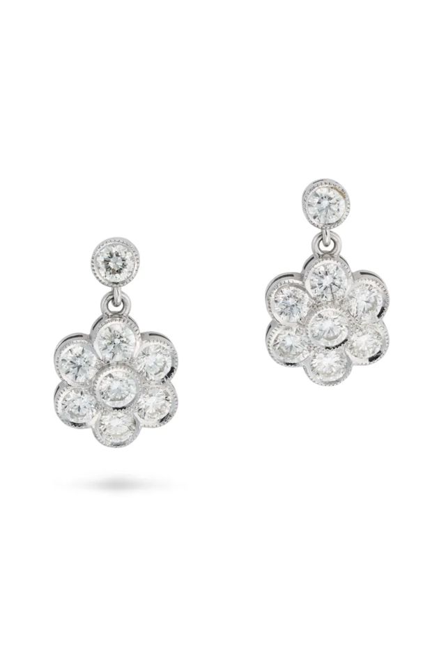 Pair of 18k Gold Diamond Earrings