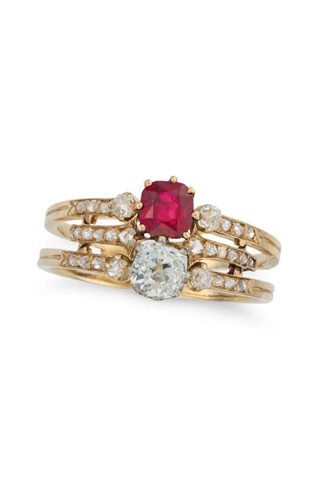 Gold Ruby and Diamond Ring