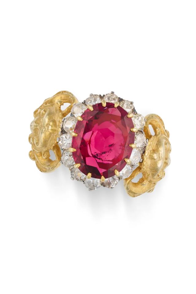 Silver, 14k Gold Tourmaline and Diamond Ring