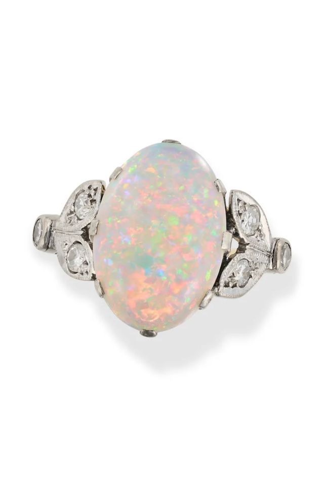 18k Gold Opal and Diamond Ring