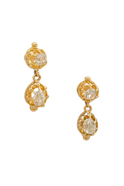 Pair of Gold Diamond Earrings