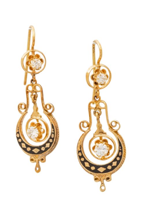 Pair of Gold Diamond Earrings