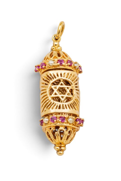 14k Gold Ruby and Pearl Pendant