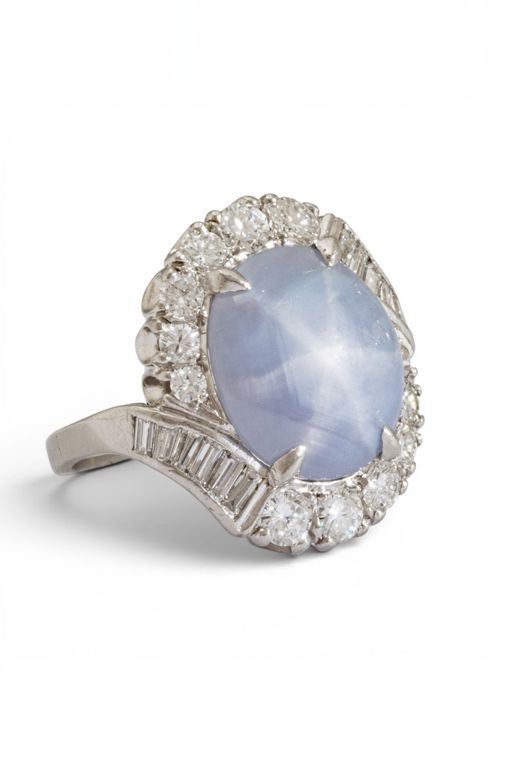 Platinum Sapphire and Diamond Ring