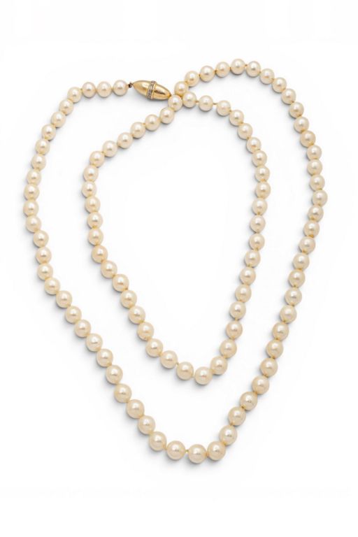 14k Yellow Gold Pearl and Diamond Necklace