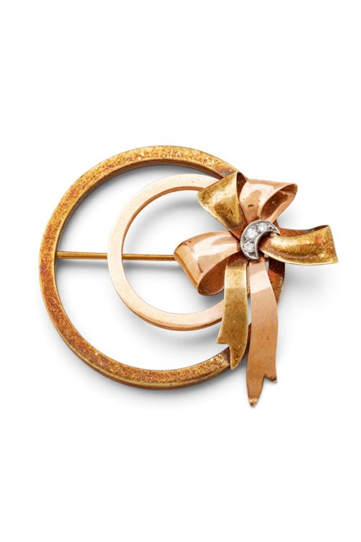 14k Gold Diamond Brooch