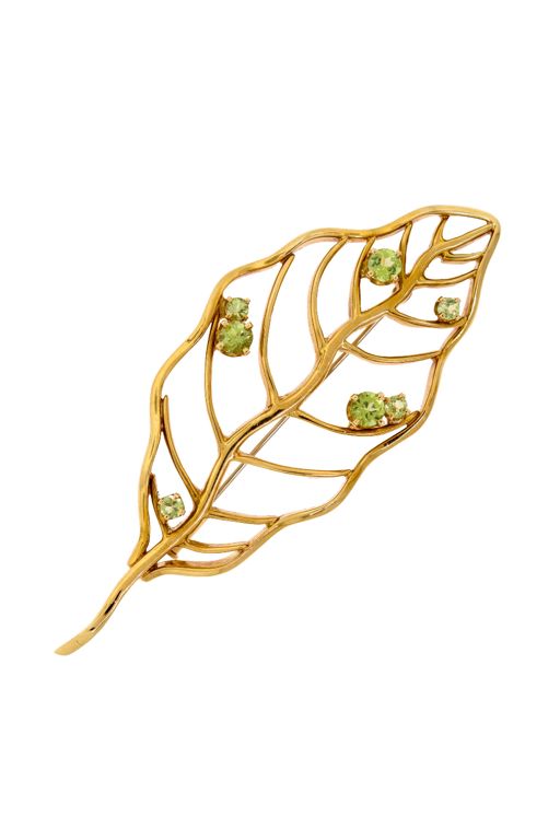 18k Gold Peridot Brooch