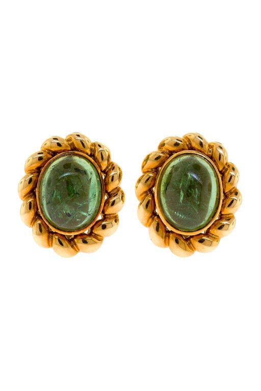 Pair of 18k Gold Tourmaline Earrings