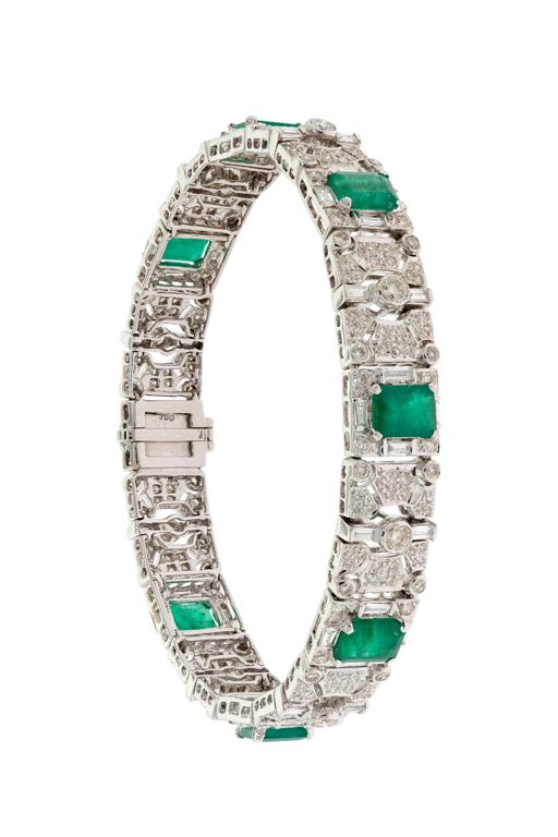 18k Gold Emerald and Diamond Bracelet