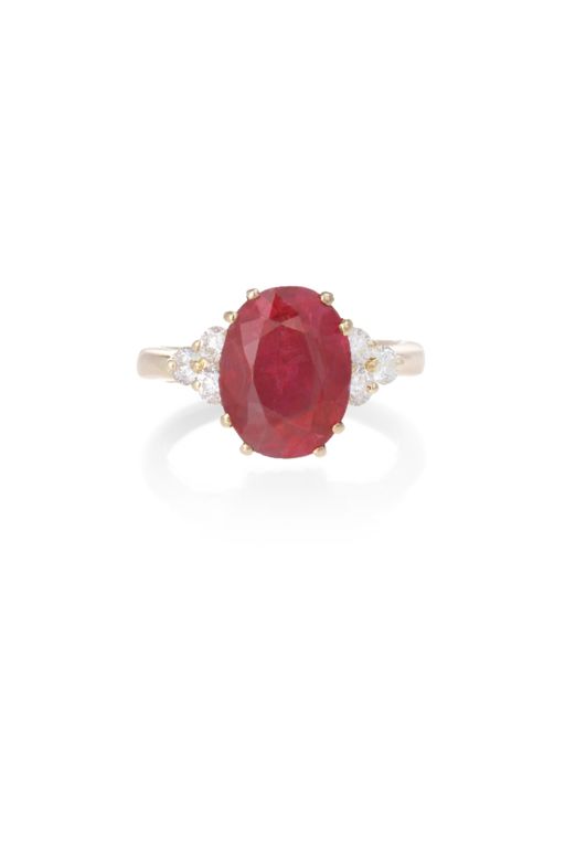 18k Yellow Gold Ruby and Diamond Ring