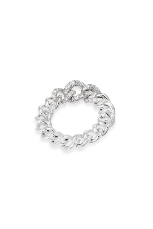 18k White Gold Diamond Chain Ring