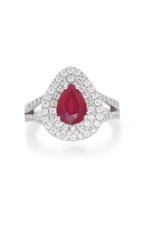 18k White Gold Ruby and Diamond Ring