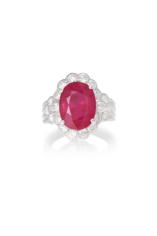 18k White Gold Ruby and Diamond Ring