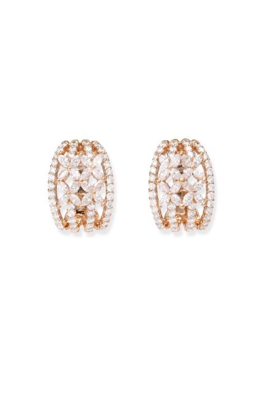 18k Rose and White Gold Diamond Clip Stud Earrings